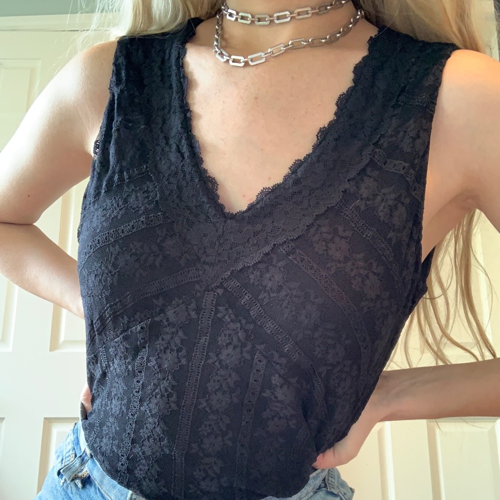 J. Jill black lace tank top